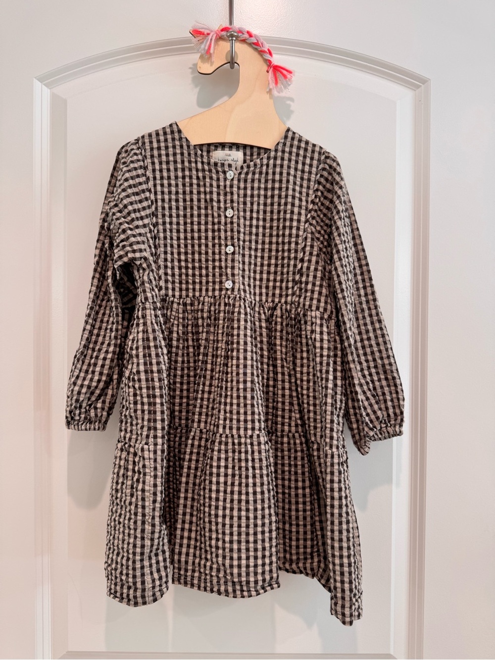 Konges Sløjd Navida Collar Rowred kids girls Buttons Dress - Java Check
